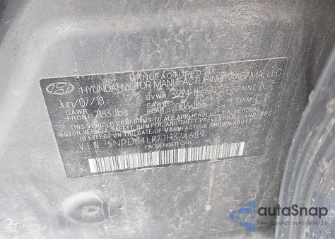 2018 Hyundai Elantra Sel from USA, damaged, VIN 5NPD84LF7JH374689